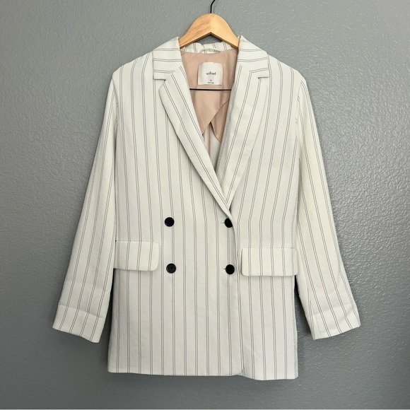 Aritzia Wilfred White Striped Cherrelle Blazer - Picture 1 of 5